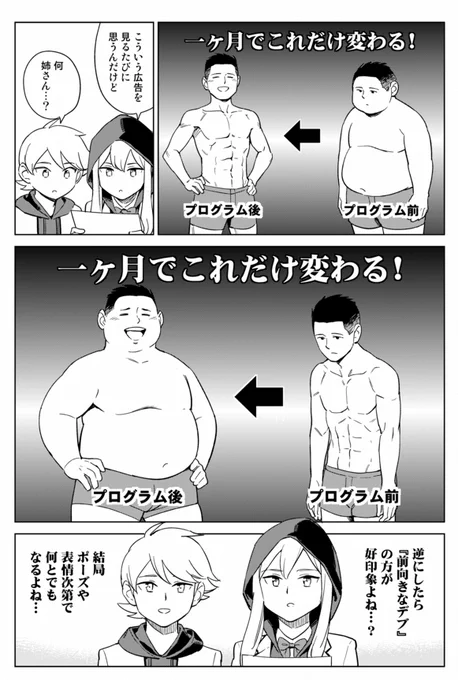 ダイエットの変化前・変化後の、よくある広告を見るたびに思うこと。 
