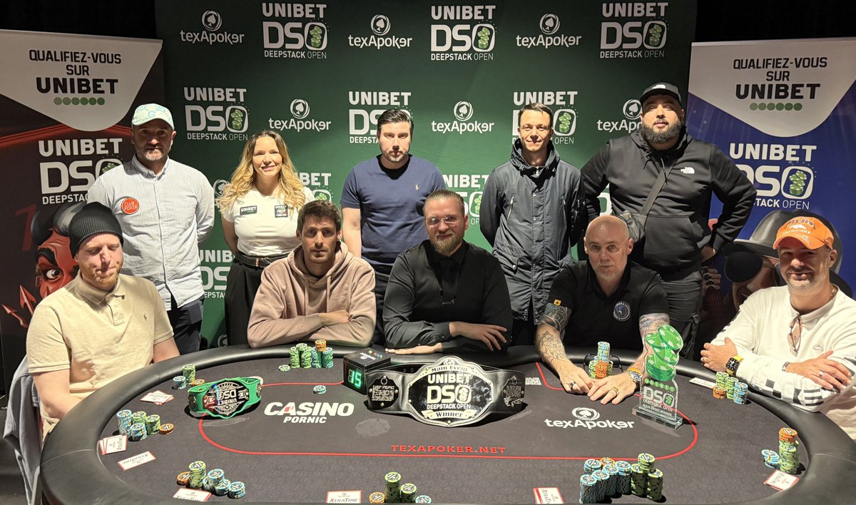 🙌 Bonne chance aux 9 finalistes du Main Event à 550€ de l'Unibet DeepStack Open au Casino de Pornic dont la Team Pro Unibet Aurélie Reard ! 3 500€ d'assurés et 31 700€ à la gagne 🎉 #poker #pokerlive #UDSO  

👉 Toutes les infos du festival texapoker.net/fr/tournois-po…