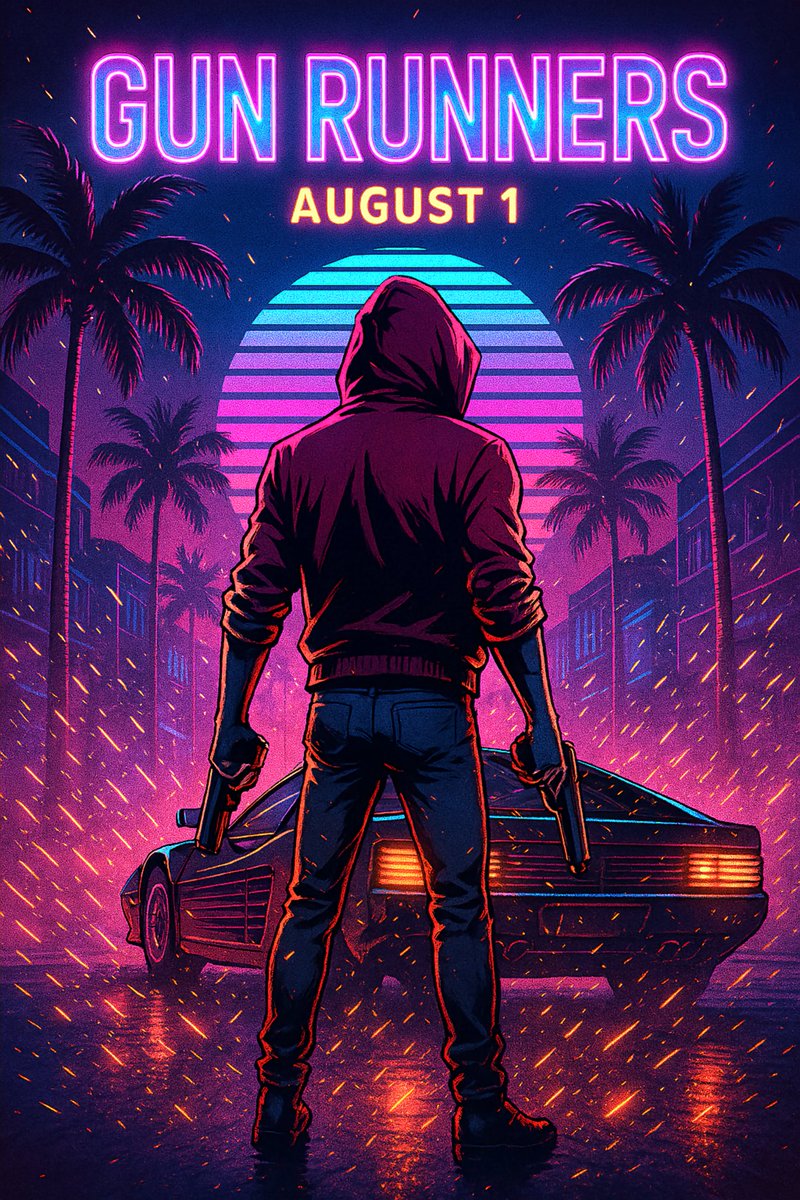 OutrunBooks's tweet photo. Outrun Books presents: GUN RUNNERS
Launching August 1, 2025 in all formats — paperback, eBook — with worldwide wholesaler distribution.
📚 Paperback ISBN: 9781068465611
💾 eBook ISBN: 9781068465604
#GunRunners #SynthwaveFiction #80s #NeonNoir #OutrunBooks #WorldwideRelease #ComingSoon