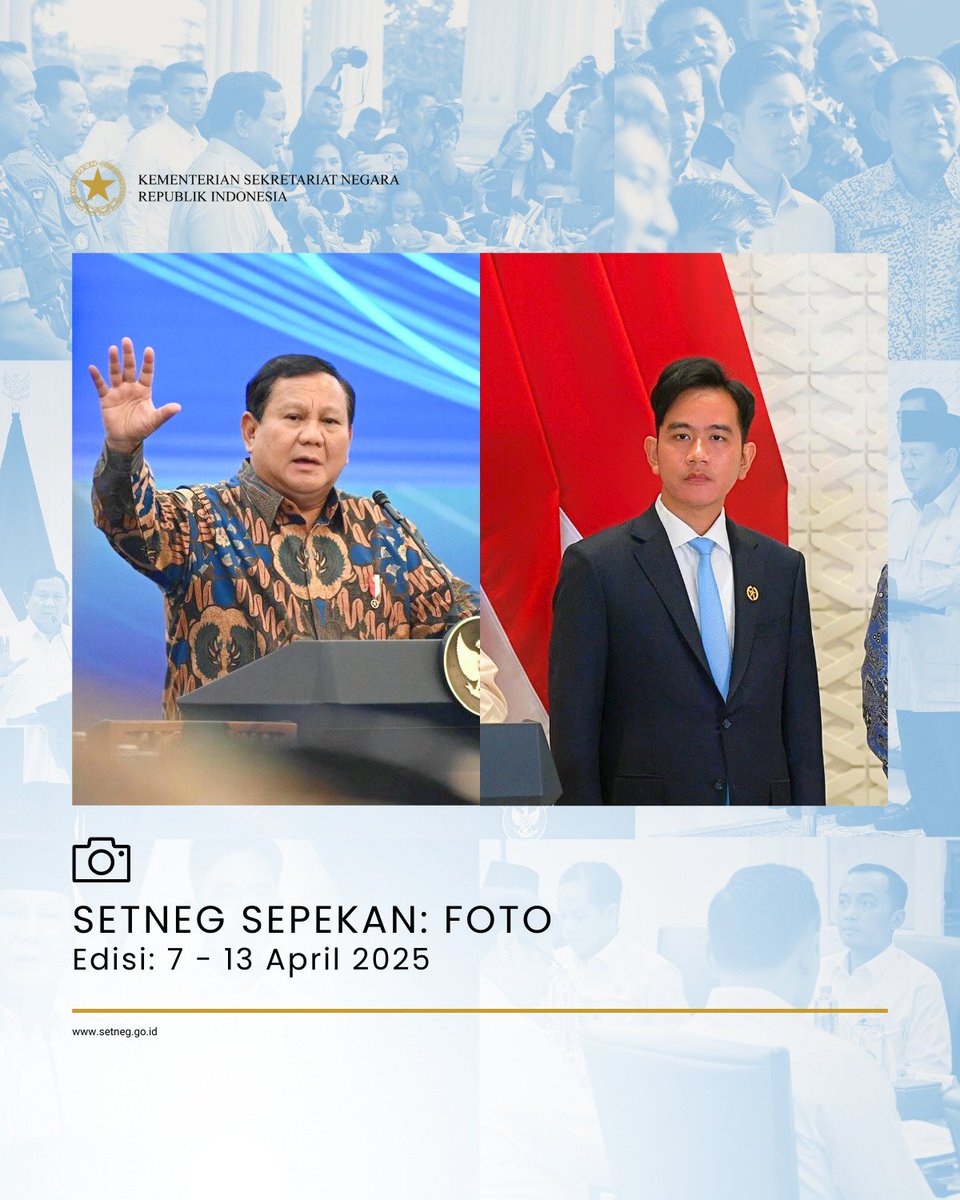 KemensetnegRI's tweet photo. 1. SETNEG SEPEKAN FOTO

Kumpulan foto highlight kegiatan Presiden, Wakil Presiden, Menteri Sekretaris Negara, dan Kementerian Sekretariat Negara selama sepekan Edisi 7-13 April 2025

#KemensetnegRI https://t.co/Yl1IFU2mbn