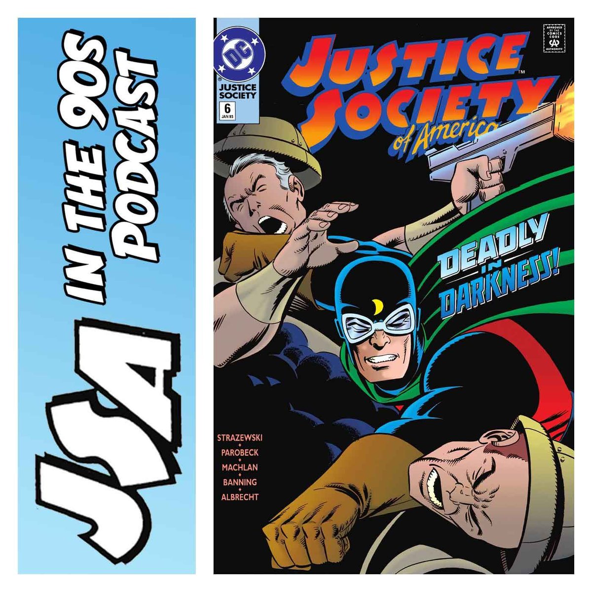 New JSA IN THE 90s PODCAST for #JSApril! Chris Franklin &amp; Shag discuss JUSTICE SOCIETY OF AMERICA #6 (Jan 1993) by Strazewski &amp; Parobeck! The JSA investigate the Bahdnesian mystery, Dr. Mid-Nite sleuths, and Wildcat battles in a brutal prize fight!
fireandwaterpodcast.com/show/jsapresen…
