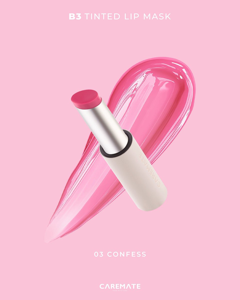 B3 TINTED LIP MASK 
03 CONFESS 💖

เอาใจคนชอบลิปสีสว่างสดใส
สีนี้เป็นสีชมพูที่สื่อถึงความกล้าที่จะแสดงความรู้สึกให้ความรักเปล่งประกาย

ลิปตัวนี้อุดมไปด้วยส่วนผสมที่ให้ความชุ่มชื้นสูง แต่ไม่หนักริมฝีปาก
ทั้งวิตามิน B3 วิตามิน E อะโวคาโดออยล์ซึ่งเป็นตัวช่วยให้ริมฝีปากเรียบเนียน