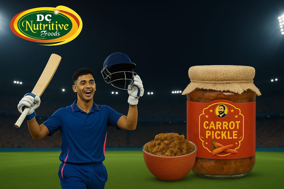 DcNutritiveFood's tweet photo. "जैसे यशस्वी जaiswal हर बॉल पर कुछ नया करते हैं, वैसे ही DC Nutritive Food's का गाजर का अचार – सबसे यूनिक, सबसे ज़ायकेदार!"
खाने में गाजर वाला मास्टरप्लान!
यशस्वी की पारी और हमारा अचार – दोनों दे रहे हैं जबरदस्त परफॉर्मेंस।
 #YashasviJaiswal #DCNutritiveFoods #RRvRCB https://t.co/FbnrdepzEG