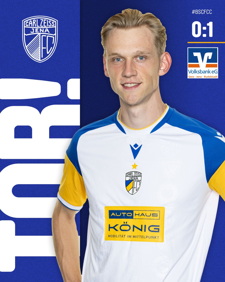 fccarlzeissjena's tweet photo. TOR FÜR DEN FCC! ⚽
Hamza Muqaj setzt Alexander Prokopenko auf der rechten Seite in Szene, der den Ball dann ins Zentrum zurücklegt, wo Ted Tattermusch lauert und direkt ins lange Eck abschließt!
0:1 #BSCFCC https://t.co/tfGjnjkXQJ