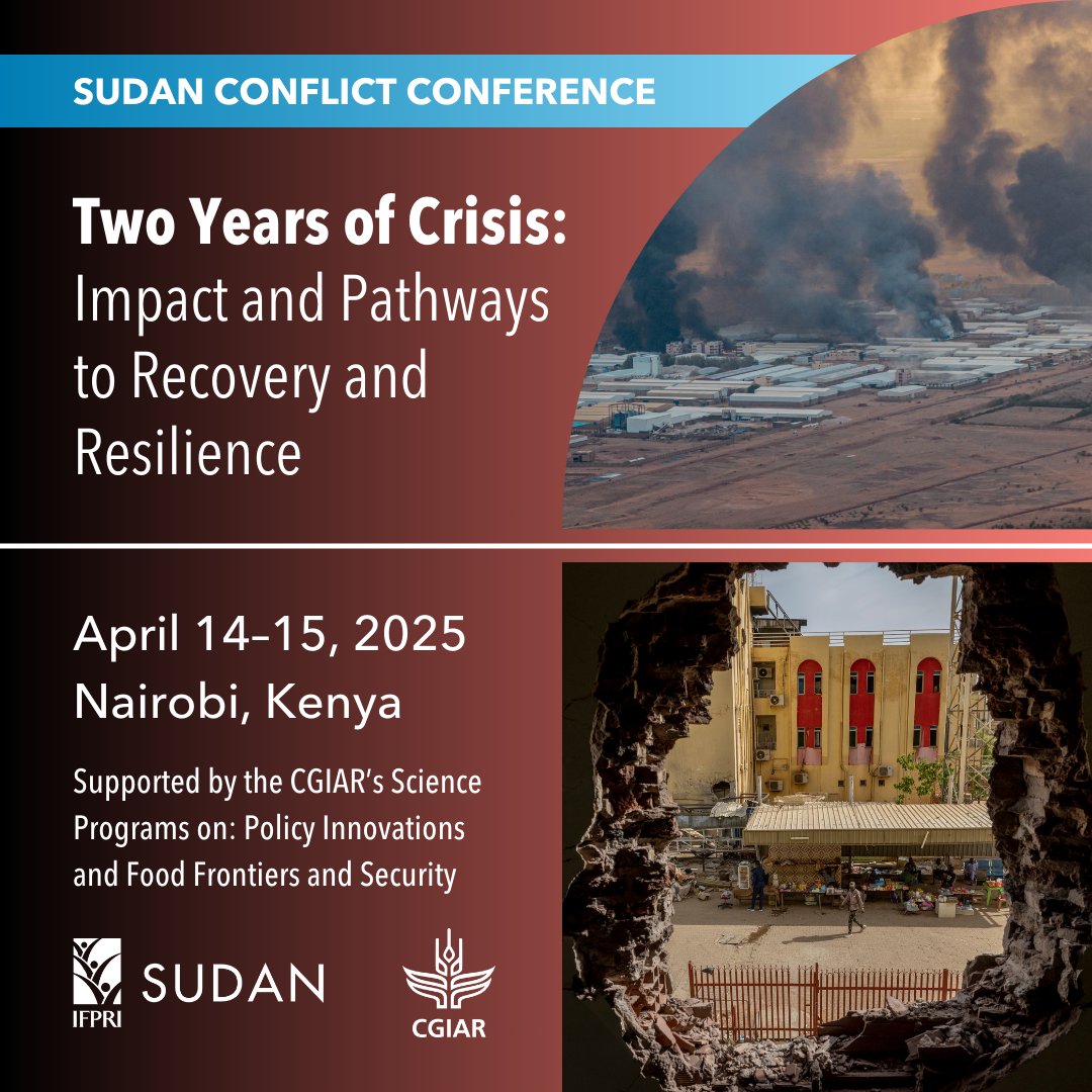 IFPRI (@ifpri) on Twitter photo 📢IFPRI #conference TMRW @ 9AM EAT/ 2AM EDT
📌 Two Years of Crisis: Impact and Pathways to Recovery and #Resilience
💬 <a href="/oliverkirui/">Dr. Oliver K. Kirui</a> <a href="/khalidhasiddig/">KHALID SIDDIG, PhD.</a> <a href="/Jo_Swinnen/">Johan Swinnen</a> <a href="/KibromAbay/">Kibrom Abay</a> <a href="/fredrik_svensso/">Fredrik Svensson</a> <a href="/swomamo/">Steven Were Omamo</a> & more
🎟️ bit.ly/SDCrisis
<a href="/CGIAR/">CGIAR</a> <a href="/IFPRI_Africa/">IFPRI_Africa</a> <a href="/WFP_Sudan/">WFP Sudan</a> <a href="/UNICEFSudan/">UNICEF Sudan - اليونيسف في السودان</a> 📢IFPRI #conference TMRW @ 9AM EAT/ 2AM EDT
📌 Two Years of Crisis: Impact and Pathways to Recovery and #Resilience
💬 <a href="/oliverkirui/">Dr. Oliver K. Kirui</a> <a href="/khalidhasiddig/">KHALID SIDDIG, PhD.</a> <a href="/Jo_Swinnen/">Johan Swinnen</a> <a href="/KibromAbay/">Kibrom Abay</a> <a href="/fredrik_svensso/">Fredrik Svensson</a> <a href="/swomamo/">Steven Were Omamo</a> & more
🎟️ bit.ly/SDCrisis
<a href="/CGIAR/">CGIAR</a> <a href="/IFPRI_Africa/">IFPRI_Africa</a> <a href="/WFP_Sudan/">WFP Sudan</a> <a href="/UNICEFSudan/">UNICEF Sudan - اليونيسف في السودان</a>