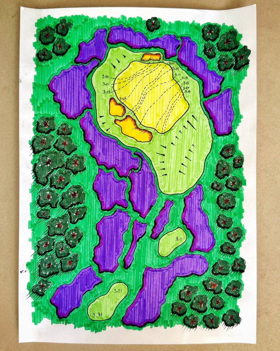 Testing out some cheap felt tip markers with a quick sketch of a heathland par 3.