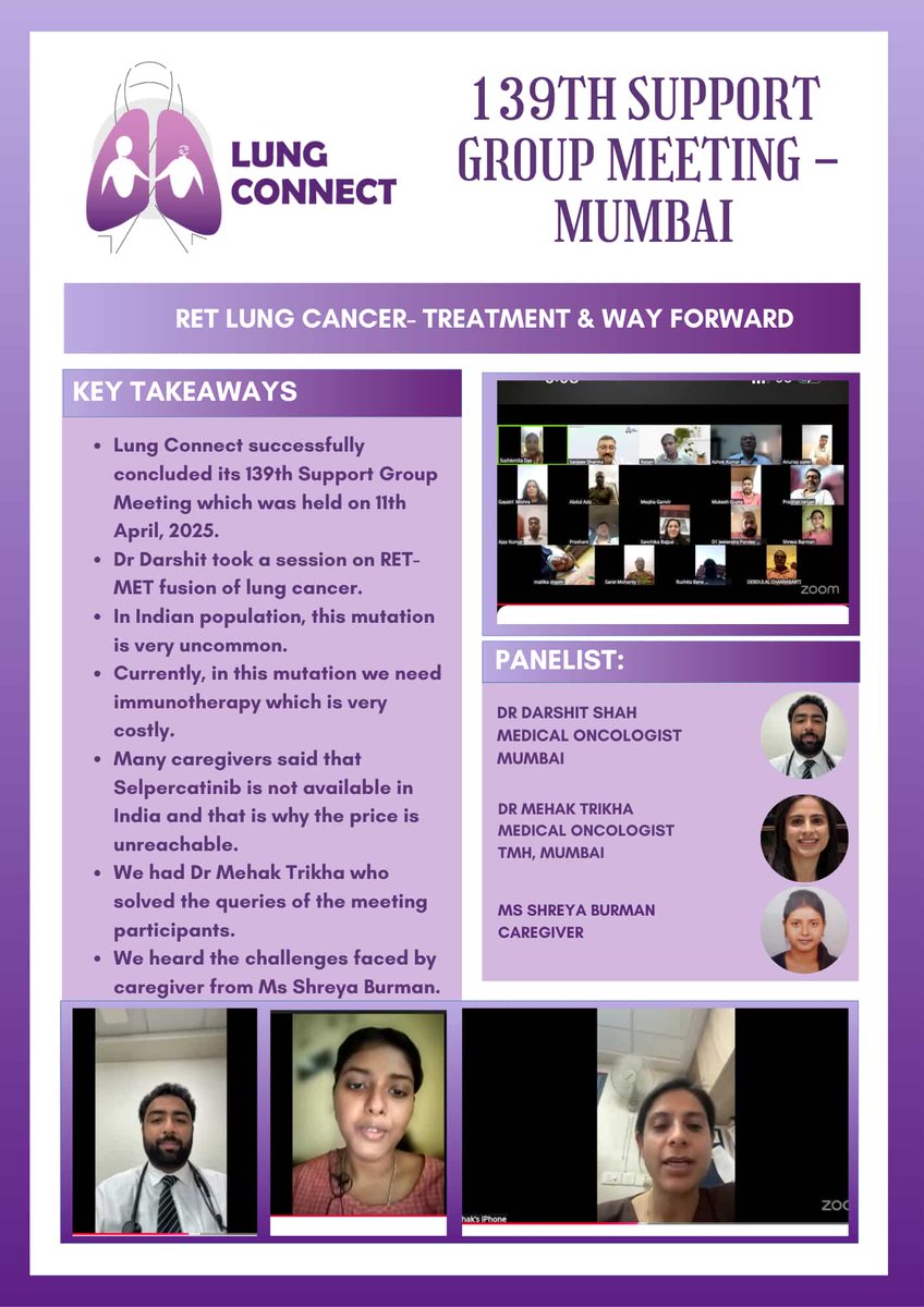 LungConnectIN's tweet photo. Highlights of our 139th Support Group Meeting- Mumbai Chapter
#Lungconnect #LungCancer #RETfusion #Cancerawareness
@DrDarshitshah @trikha_mehak @Sanjeev_33 @oceanblue11oct https://t.co/FtgYzD2kvp
