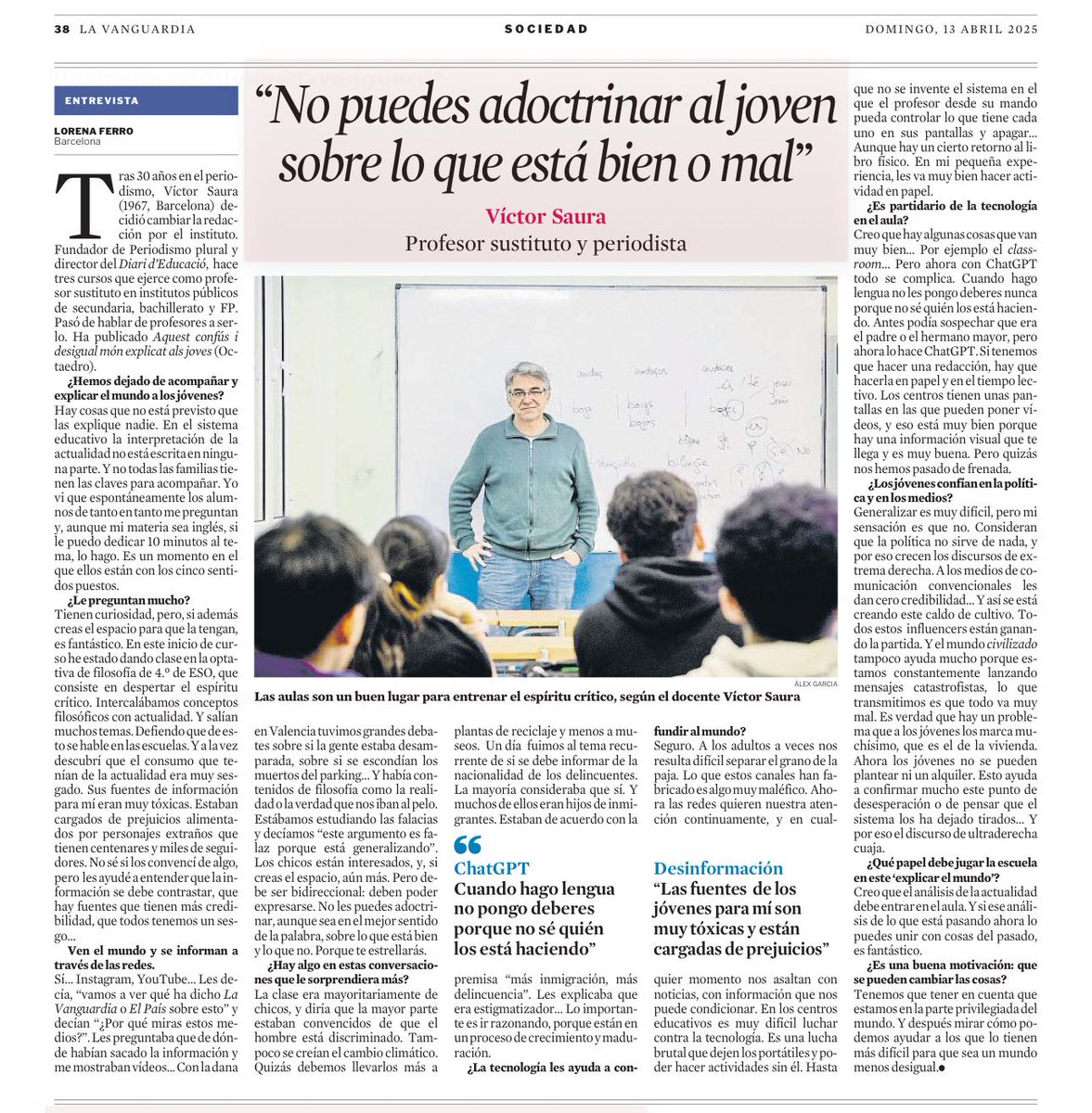 Avui, a La Vanguardia 
(tampoc calia explicitar la meva condició de subsitut 😅)