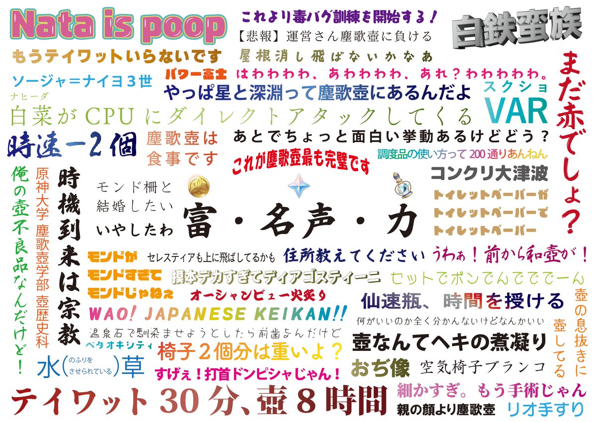 33naME2auFLG's tweet photo. 塵歌壺関連の迷言・パワーワード集vol.4です
#塵歌壺 #原神 https://t.co/yepyeahH8N