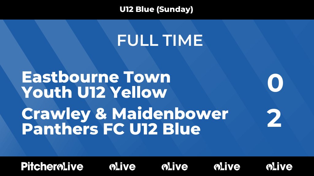 FULL TIME: Eastbourne Town Youth U12 Yellow 0 - 2 Crawley &amp; Maidenbower Panthers FC U12 Blue

A nice bounce-back win for Under 12 Blue on the road in the league

#COYP
cmpanthersfc.com/teams/281981/m…