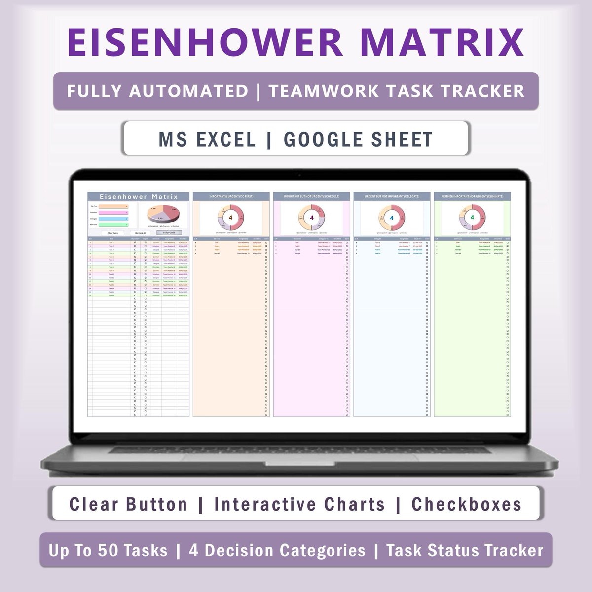 Chikorell's tweet photo. ✨Boost #Productivity Like a Pro with This Automated Eisenhower Matrix Spreadsheet! ✨  
Tired of chaotic to-do lists? Our #EisenhowerMatrix #excel &amp; Google   Spreadsheet is your ultimate task #Priority tracker, designed to help #SmallBusiness
https://t.co/QnwPbjz8jY https://t.co/74xirs1DLF