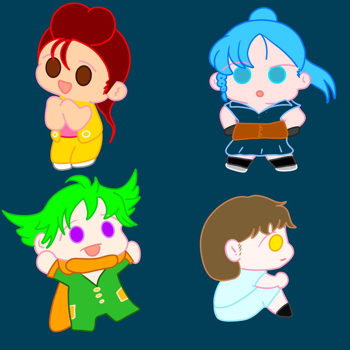 L0ukane's tweet photo. Chibi drawing from the squad #fourknightsoftheapocalypse #Nasiens #donny #Ann #Parzival https://t.co/XgP3Cde3JT