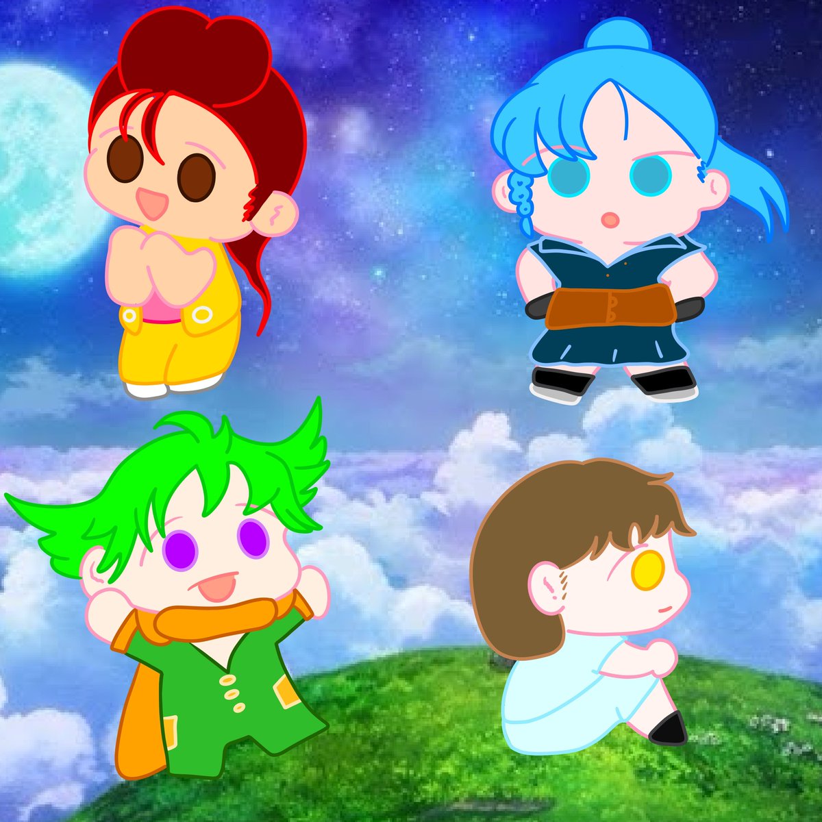 L0ukane's tweet photo. Chibi drawing from the squad #fourknightsoftheapocalypse #Nasiens #donny #Ann #Parzival https://t.co/XgP3Cde3JT