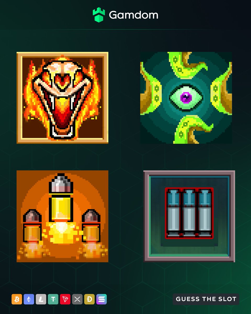 gamdom's tweet photo. Can you guess the slot just by these symbols? 🎰

Reply with your guess and userID for a chance to win random FREE spins on this game! 🎁

💚 + 🔄 https://t.co/O0m77EzXw8