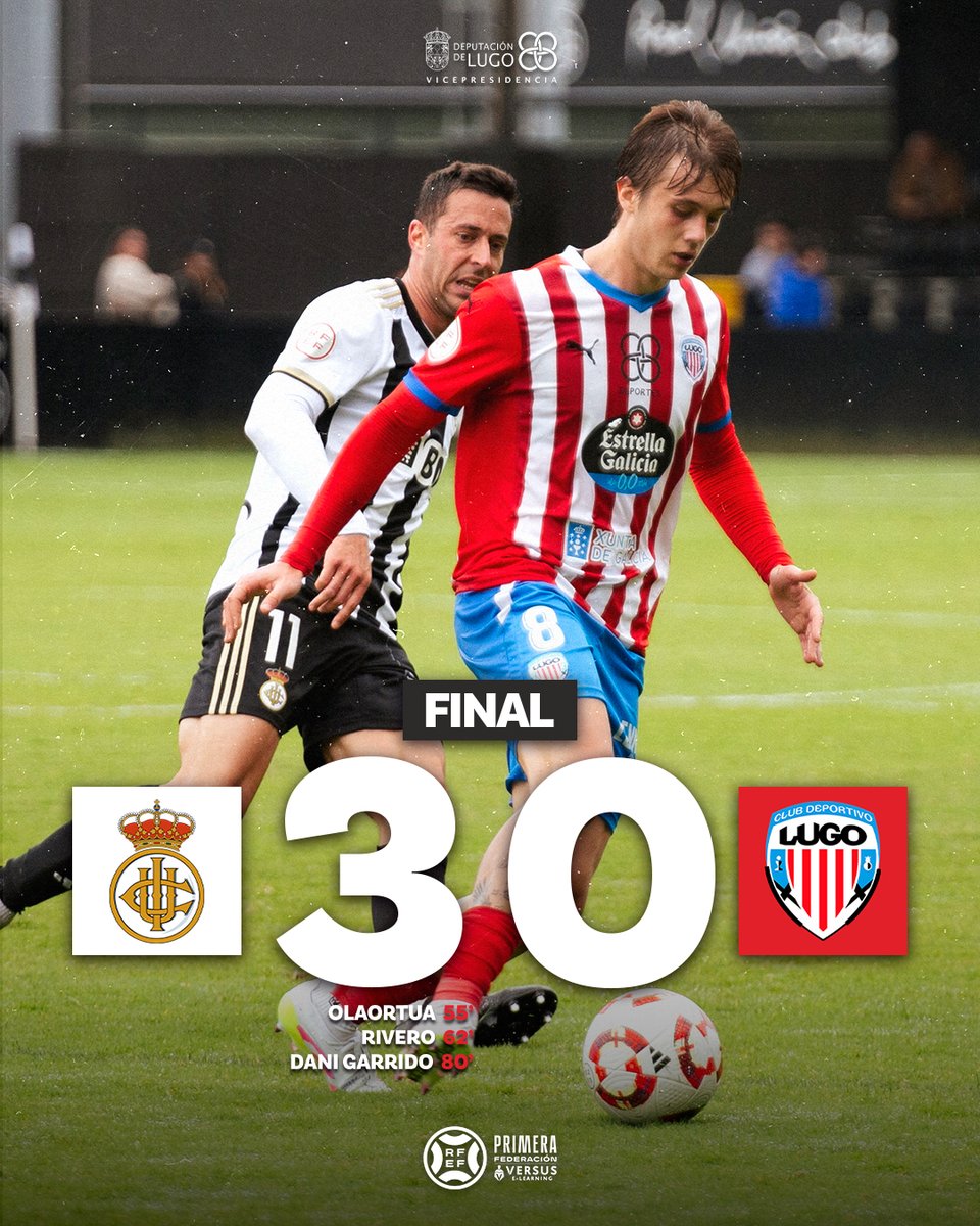 CDeportivoLugo's tweet photo. 🔚 𝗙𝗜𝗡𝗔𝗟 | Remata o partido no Stadium Gal.

3⃣ @REALUNIONCIRUN 
0️⃣ #CDLugo

#ADeputacióndeLugoCoDeporte
#RealUniónLugo
#ForzaLugo https://t.co/WWzUvF1HtQ