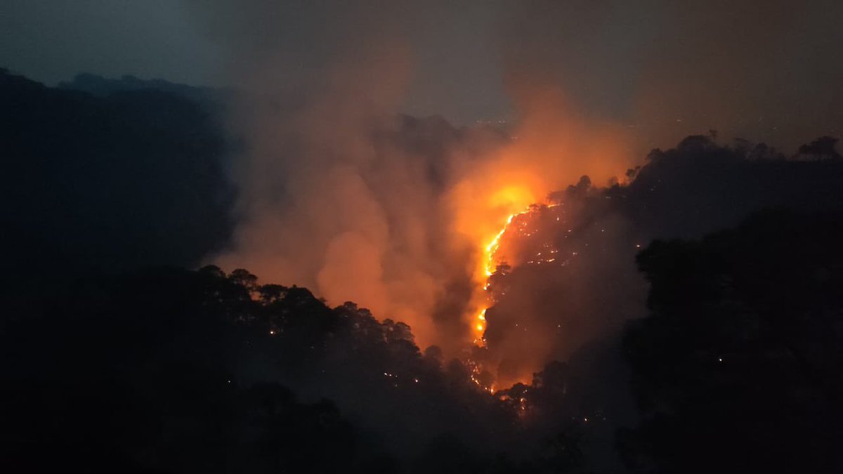 12/abr 19hrs, #IncendioForestal en #Tepoztlán. El fuego se volvió incontrolable y las brigadas tuvieron que bajar. Hubo dos accidentes de compañeros brigadistas, estamos gestionando recursos para cubrir los gastos médicos de uno de ellos. Cada peso suma 🙏🏽 gofund.me/4ed1d15d