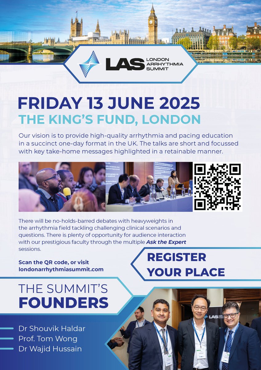 London Arrhythmia Summit (@ldn_arrhythmia) on Twitter photo Just 2 months to go until #LAS2025!🔥
Top experts like George Klein, Michiel Rienstra, <a href="/drashnisbet/">DrAshNisbet</a>, <a href="/Mel_Gunawardene/">Melanie Gunawardene</a>, <a href="/SSharmacardio/">Sanjay Sharma</a>, <a href="/ProfDConnelly/">Derek Connelly</a>, <a href="/drjohnm/">John Mandrola, MD</a> & more are joining us in The Big Smoke
Register now: londonarrhythmiasummit.com
#CardioTwitter #EPeeps #AFib Just 2 months to go until #LAS2025!🔥
Top experts like George Klein, Michiel Rienstra, <a href="/drashnisbet/">DrAshNisbet</a>, <a href="/Mel_Gunawardene/">Melanie Gunawardene</a>, <a href="/SSharmacardio/">Sanjay Sharma</a>, <a href="/ProfDConnelly/">Derek Connelly</a>, <a href="/drjohnm/">John Mandrola, MD</a> & more are joining us in The Big Smoke
Register now: londonarrhythmiasummit.com
#CardioTwitter #EPeeps #AFib