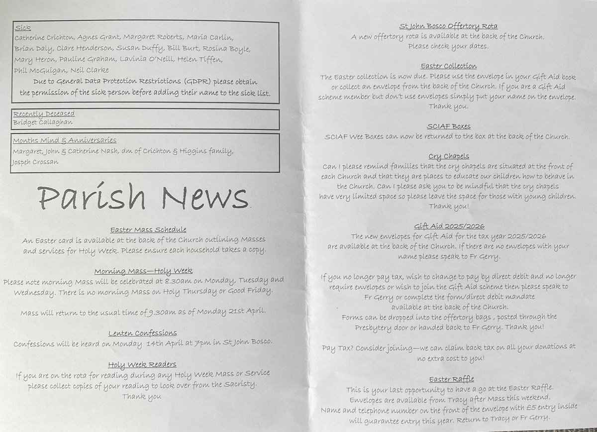 This week’s bulletin