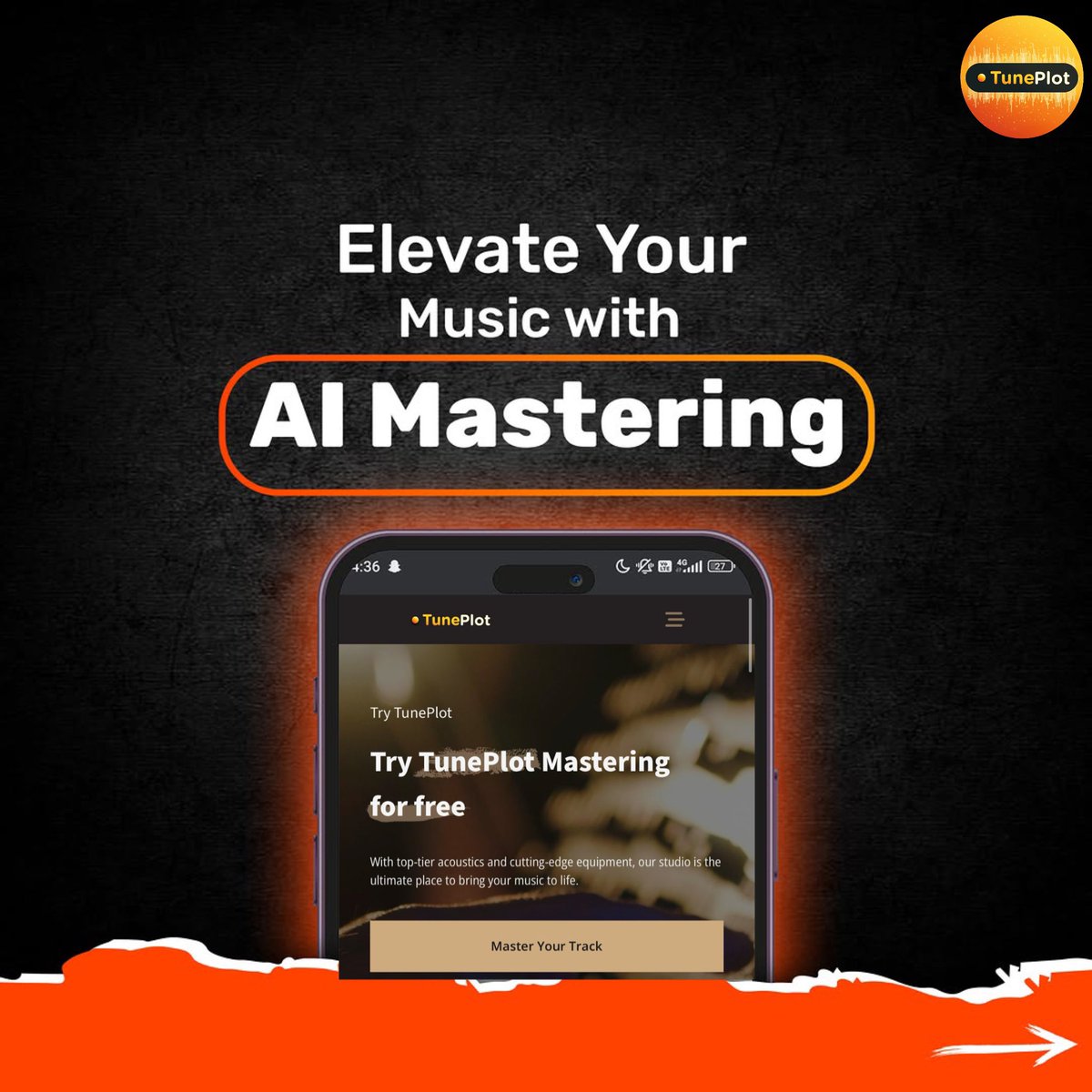TunePlot's tweet photo. Turn Your Mix Into a Hit — Instantly.
Upload your track and let Tuneplot’s AI Mastering deliver studio-quality sound in minutes.
Fuller. Louder. Cleaner. Ready for Spotify, Apple Music & more.
Try it FREE now, link in bio 🔗
#Tuneplot #AIMastering #MusicProduction #SoundLikeAPro