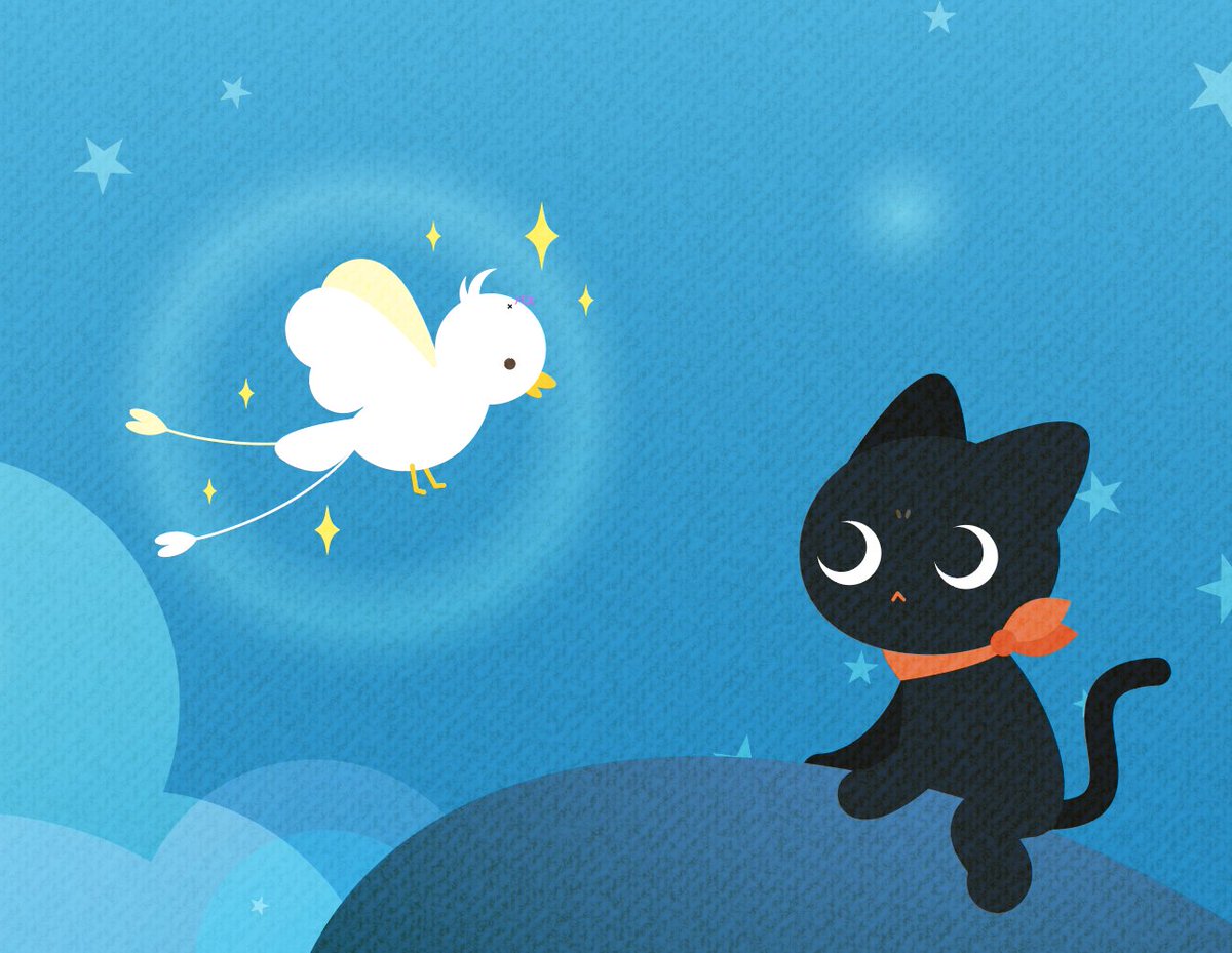 鳥とねこのアウトライン拡大バージョン

#PR #AdobeCommunityExpert &amp; Evangelist #Illustrator 