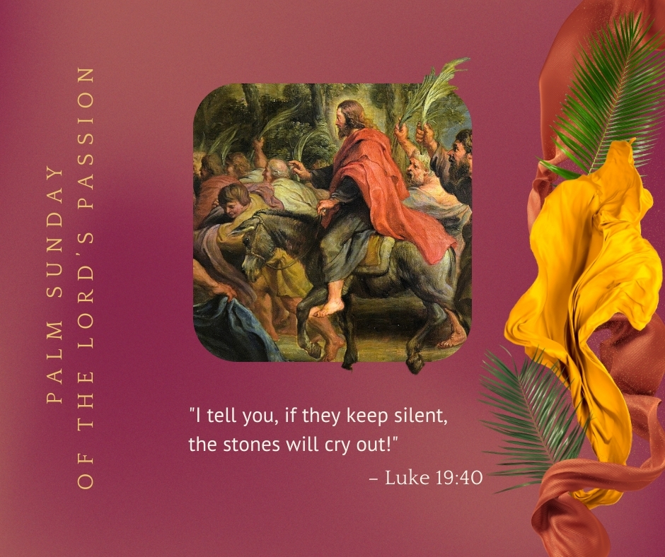 mqpmandeville's tweet photo. In today's processional Gospel, Jesus is done hiding who he is. When the Pharisees attempt to rebuke him, Jesus reveals himself - as the Lord of all Creation. The stones themselves would cry out in worship if his followers did not! #encounterMQP #catholic #PassionSunday https://t.co/tB1gorDm7i