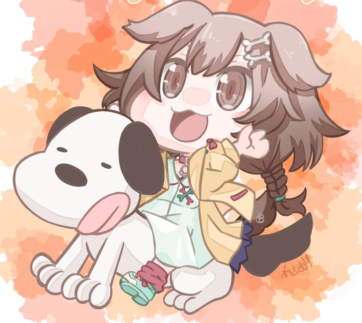 ホロライブ「ころさん6周年おめでとー(((o(*゜▽゜*)o)))これからも応援してるよー☆」|あさぎりまお＠お仕事募集中☆ミのイラスト
