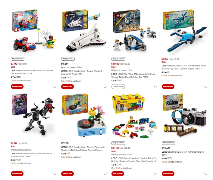semmedianinja's tweet photo. Select Lego Sets are currently on sale for up to 20% off at Target #ad #lego #starwars #disney #pixar #legocreator #minecraft #marvel #harrypotter #buildingset #buildingtoys #buildingkit #buildingblocks #sale #target
https://t.co/NykmKWhf6i https://t.co/kEoG25Wygj