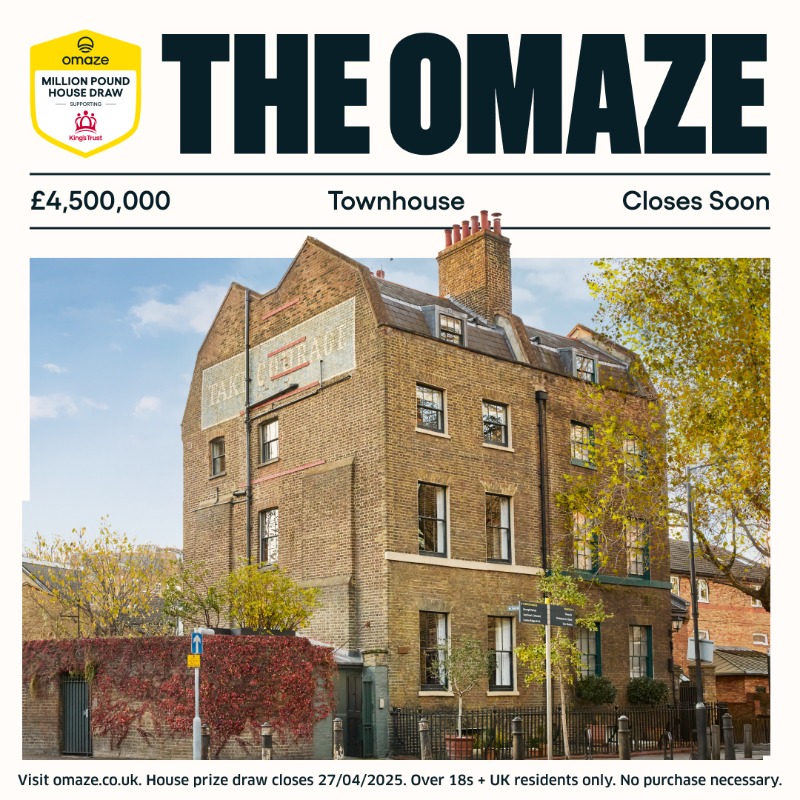 OmazeUK's tweet photo. ⏳Closing soon! You could win a £4.5M London Townhouse + £250,000 while supporting The King's Trust. Enter now👇