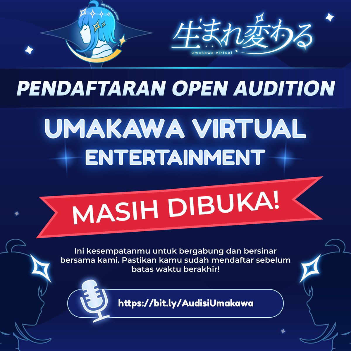 Audisi bukan tentang jadi yang paling siap 💭
Tapi tentang berani mencoba belajar dan bertumbuh 🌱
Kalau kamu punya niat dan komitmen kami ingin melihatnya 👀

🔗 bit.ly/AudisiUmakawa
🗓 Deadline: 3 Mei 2025

#Vtubers #VtuberID #VTuberUprising