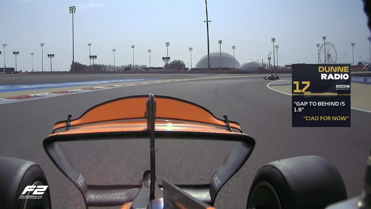 Formula2's tweet photo. Dunne looking to build on his lead, as he nicely put it on team radio 😂👋
https://t.co/qLgyAl7LUL
#F2 #BahrainGP https://t.co/ckyr4wBgf8