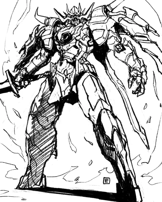 何となく鎧的なロボ描いてます 