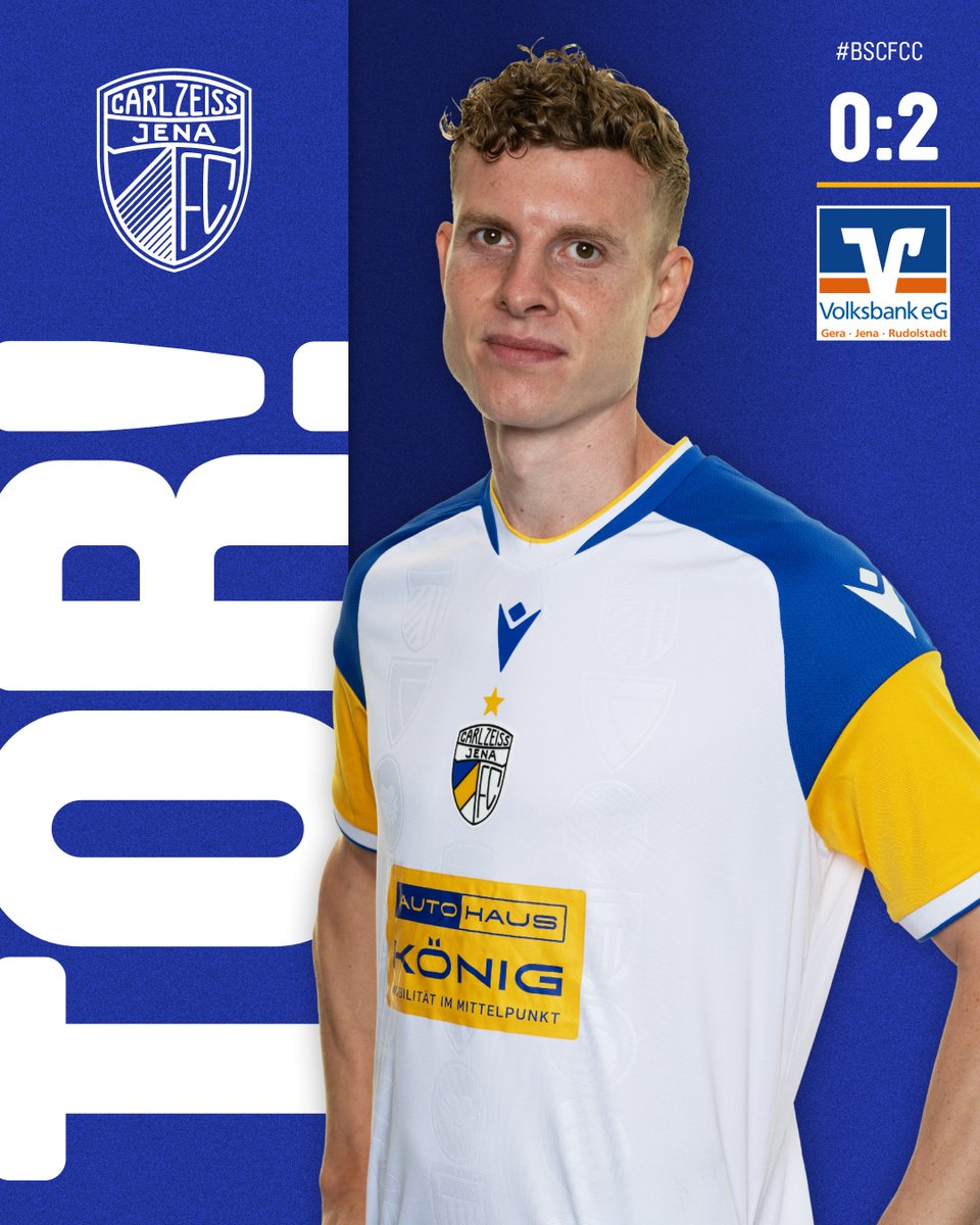 fccarlzeissjena's tweet photo. TOOR FÜR DEN FCC! ⚽
Ken Gipson lässt auf der rechten Außenbahn kurz or der Grundlinie den Gegner gekonnt aussteigen, geht ein paar Meter und bringt den Ball in die Zentrale.
Dort schiebt ihn ein Hertha-Verteidiger ihn über die eigen Linie.
0:2 #BSCFCC https://t.co/kXzDuc3NpX
