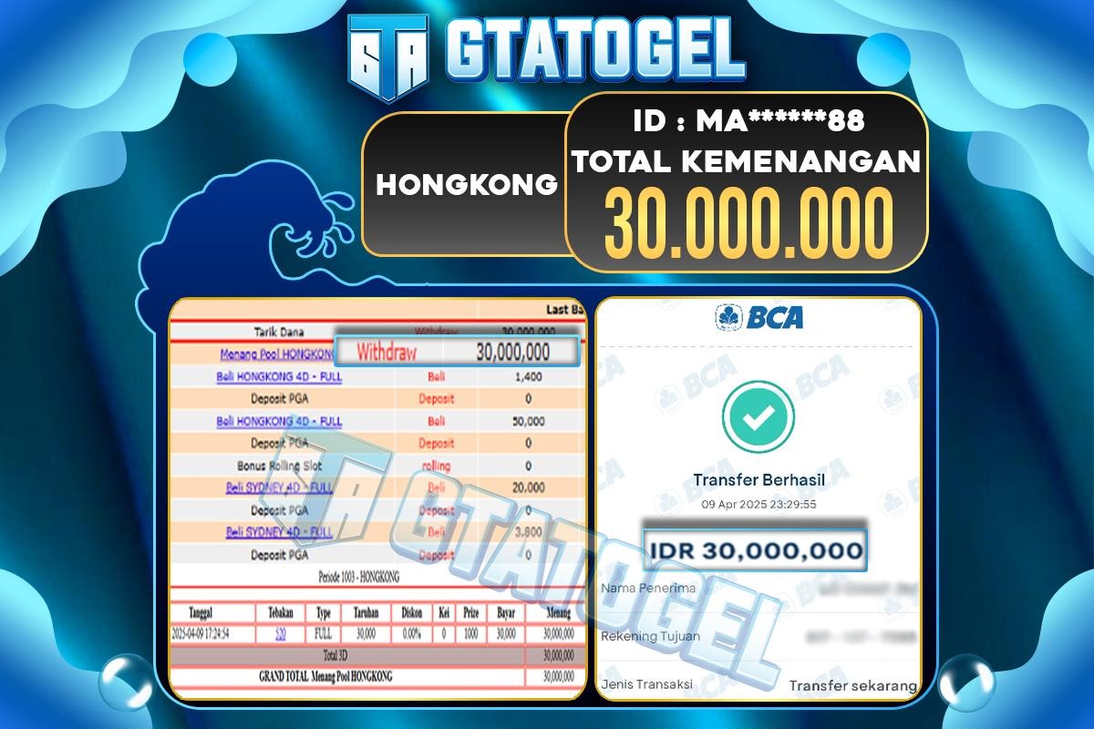 GTATOGEL's tweet photo. GTATOGEL – BUKTI WITHDRAW KEMENANGAN TOGEL HONGKONG  Rp30.000.000,- DI BAYAR LUNAS !!!

SELAMAT KEPADA USERID : MA******88 😍😍😍

#GTATOGEL #gacor #buktijp #slotviral #togelonline #togel #togelresult #togelsingapore #togelsydney #togelsgp #togelslot #togelsgp https://t.co/WvxWgWYo4P