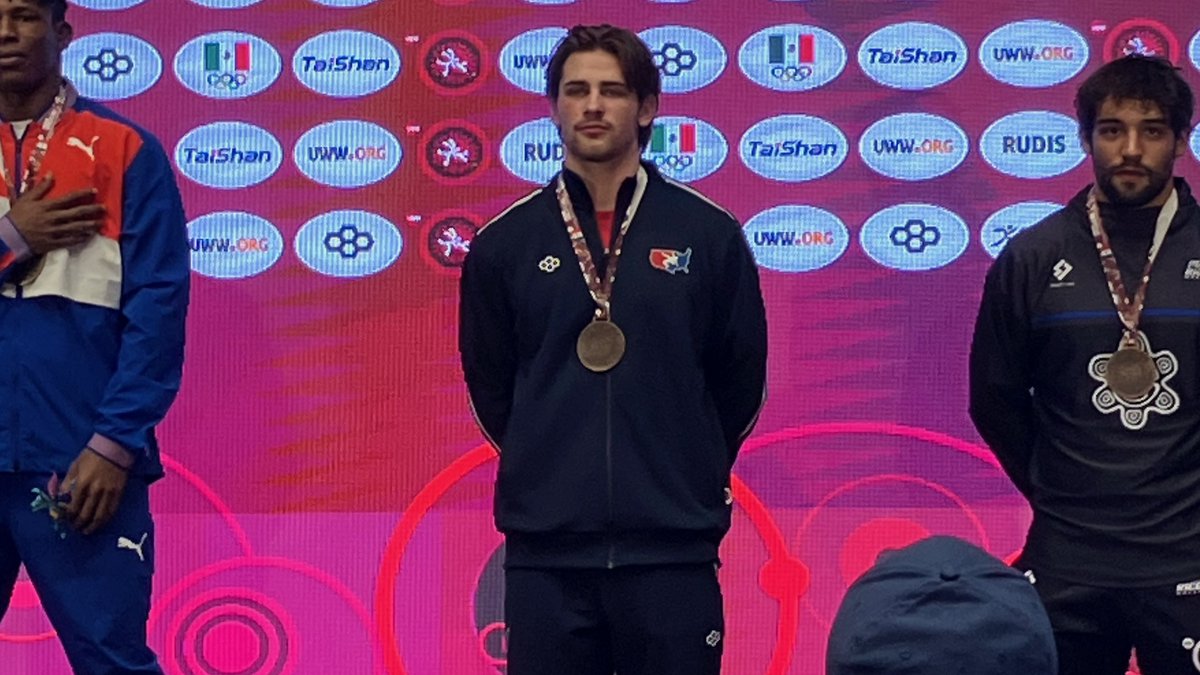 TerpsWrestling's tweet photo. Maryland All-American Jaxon Smith won bronze in the 2025 U23 Pan American Championships at Auditorio General José María Arteaga in Queretaro, Mexico, competing for Team USA.

#TurtlePower🐢💪 x #TFIN

More https://t.co/Wz8JpMsw7l https://t.co/PRlkgTmxza
