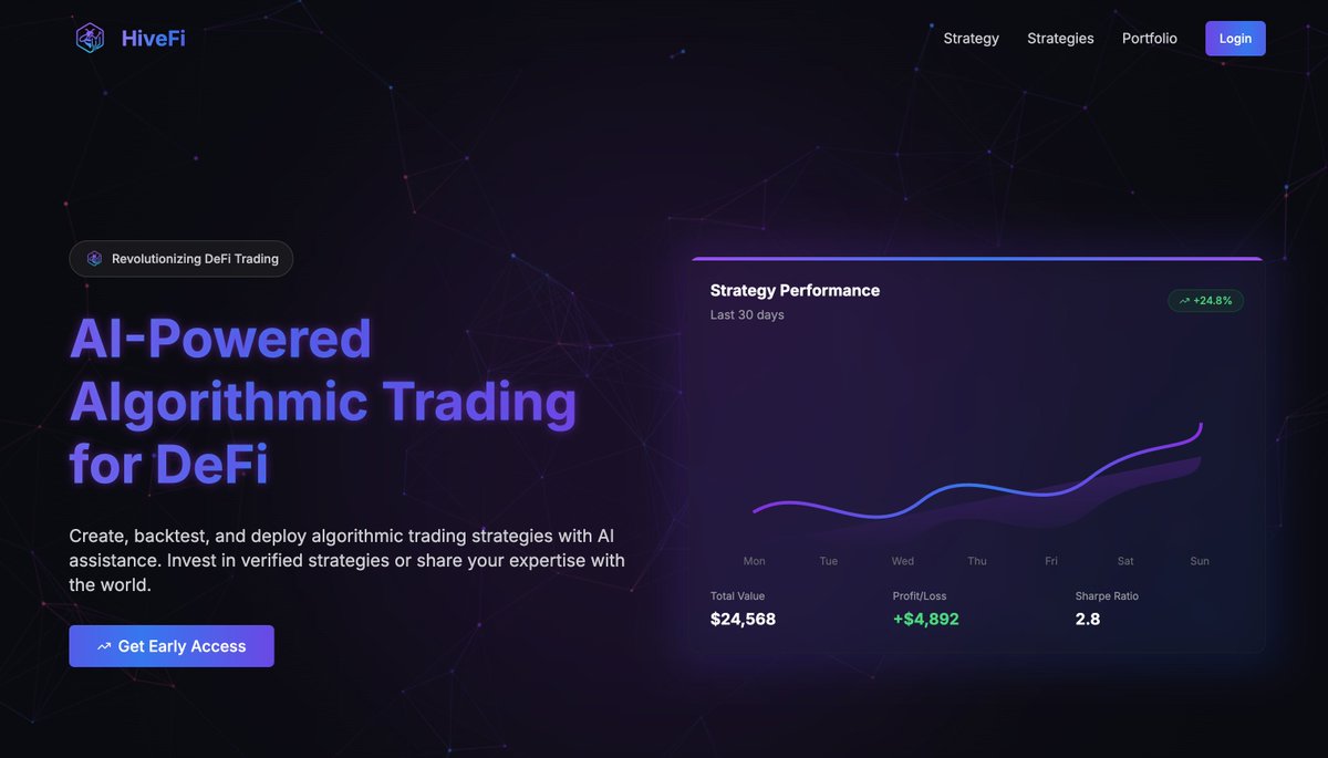 Hivefi_X's tweet photo. HiveFi is building strategy-powered DeFi on @solana — now with AI.
📊 Trade smarter. Invest in real performance.
🧠 Learn what we’re solving and where we’re going.
👇
https://t.co/jsjsfiU70p
#Solana #DeFi #HiveFi #BreakOut #Colosseum https://t.co/YHFu72DuWY