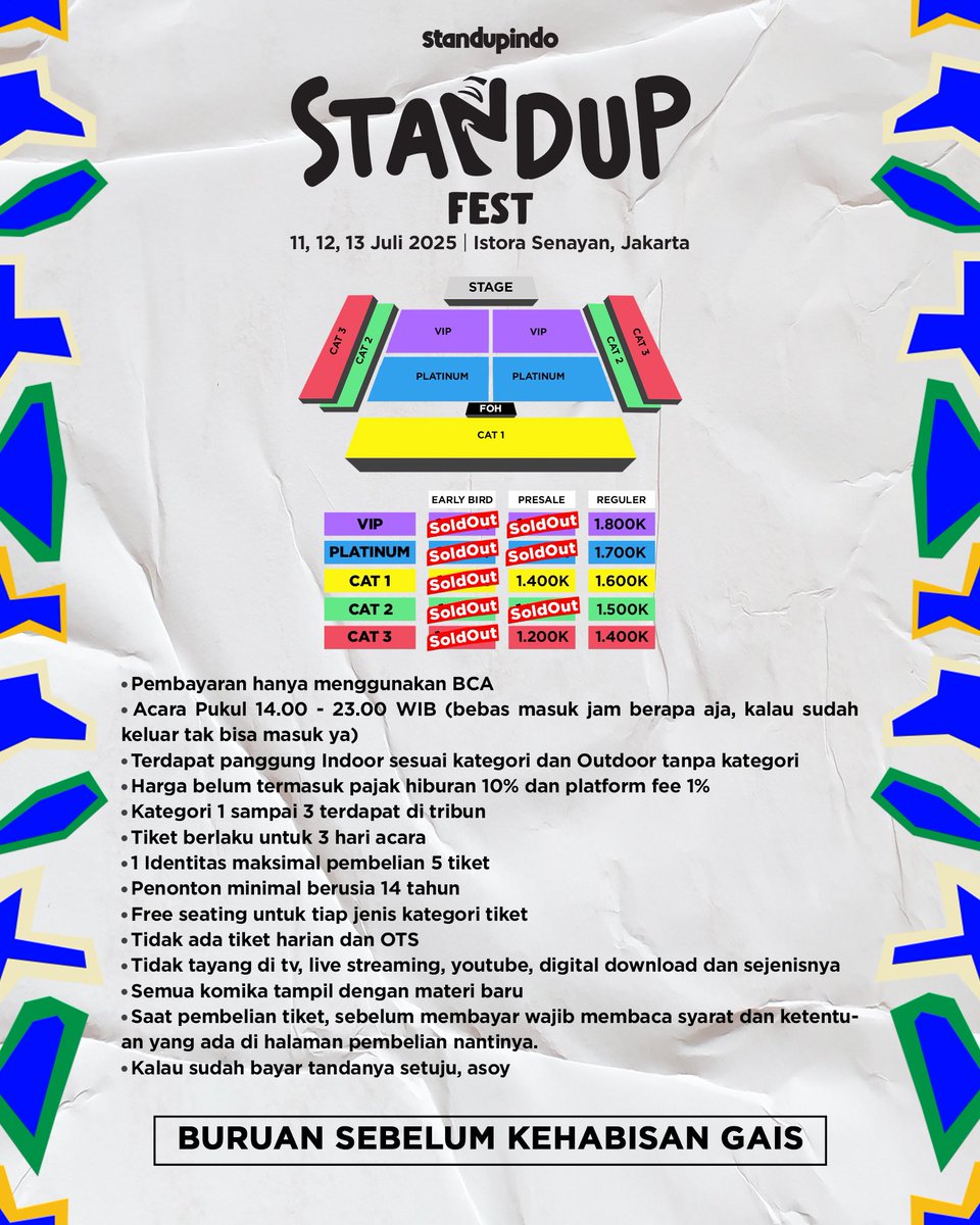 Buat yang belum dapat tiket, tiket masih bisa dibeli lewat Aplikasi TipTip atau klik Link di Bio yaa.

#standupfest2025