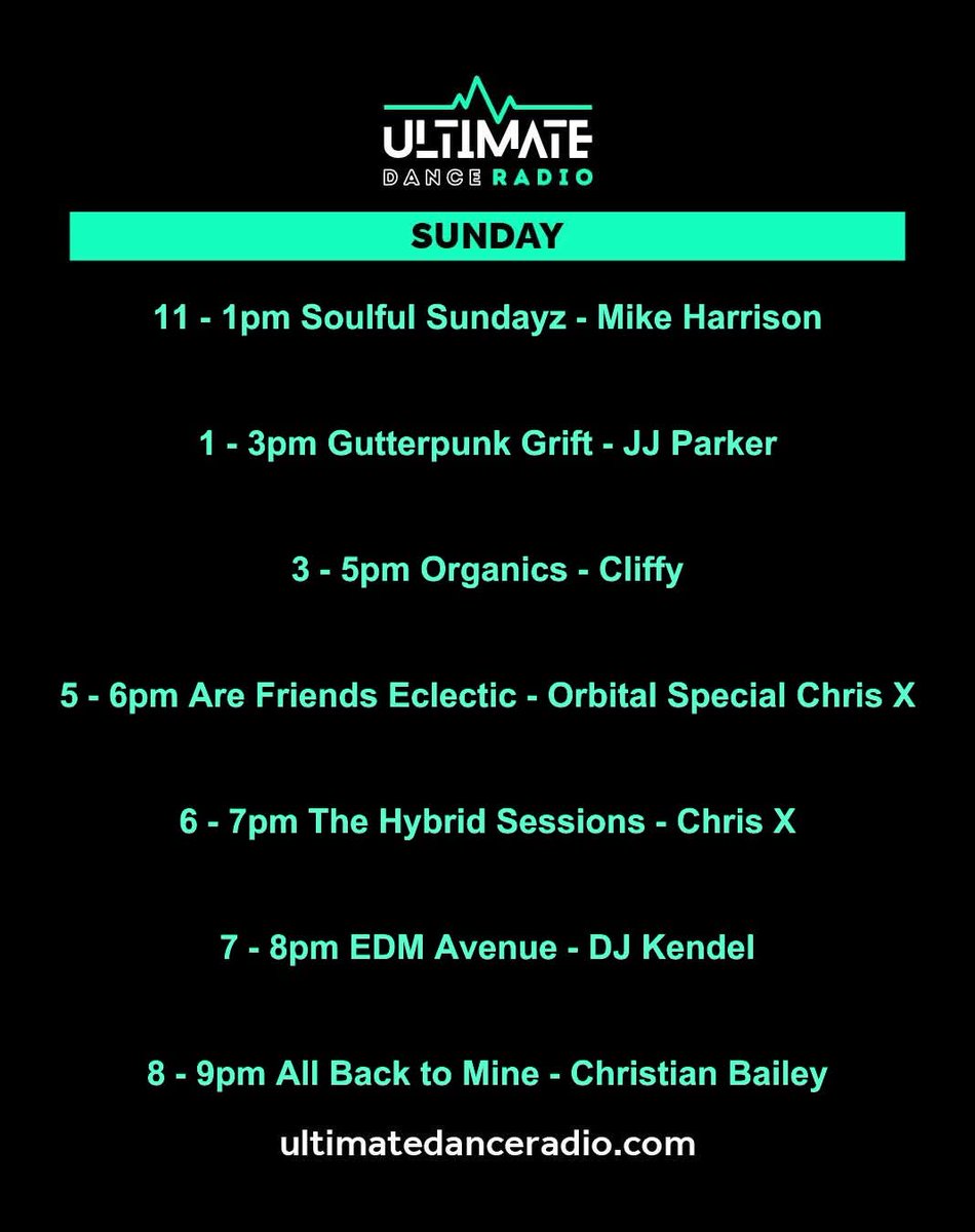 Today's lineup on ultimatedanceradio.com #internetradio #housemusic #dancemusic #livedjs