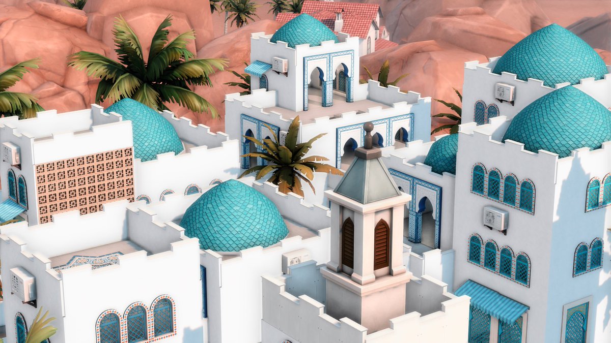 Mzangel1994King's tweet photo. My First Moroccan Inspired Build 🩵🥰Courtyard Oasis Kit Is Still A Beautiful Kit 😍#sims #sims4 #ShowUsYourBuilds https://t.co/QZI4tsPFlF