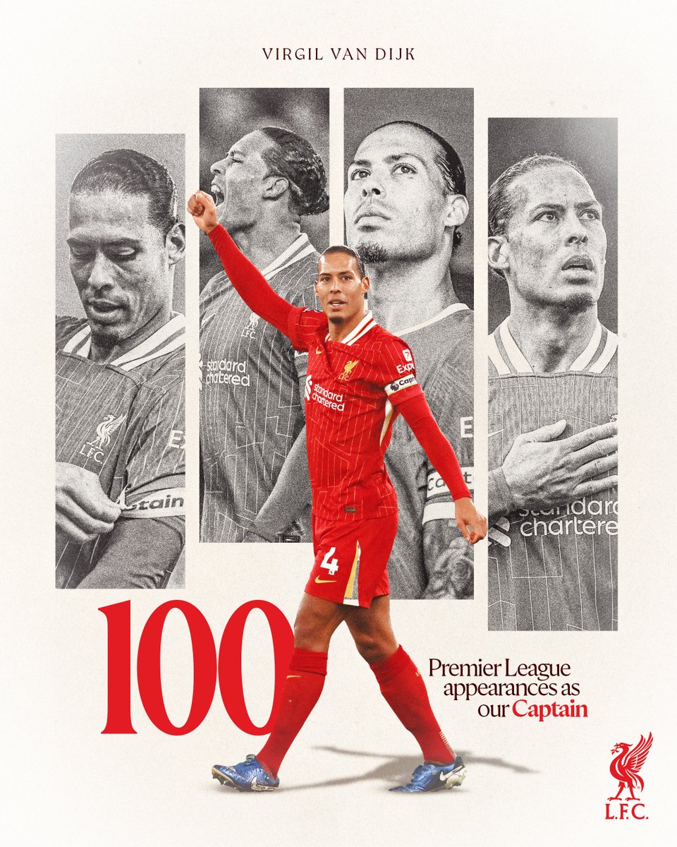 Liverpool FC (@lfc) on Twitter photo SKIPPER 🫡©️
<a href="/VirgilvDijk/">Virgil van Dijk</a> captains the Reds for the 100th time in the @PremierLeague this afternoon 💯✊ SKIPPER 🫡©️
<a href="/VirgilvDijk/">Virgil van Dijk</a> captains the Reds for the 100th time in the @PremierLeague this afternoon 💯✊