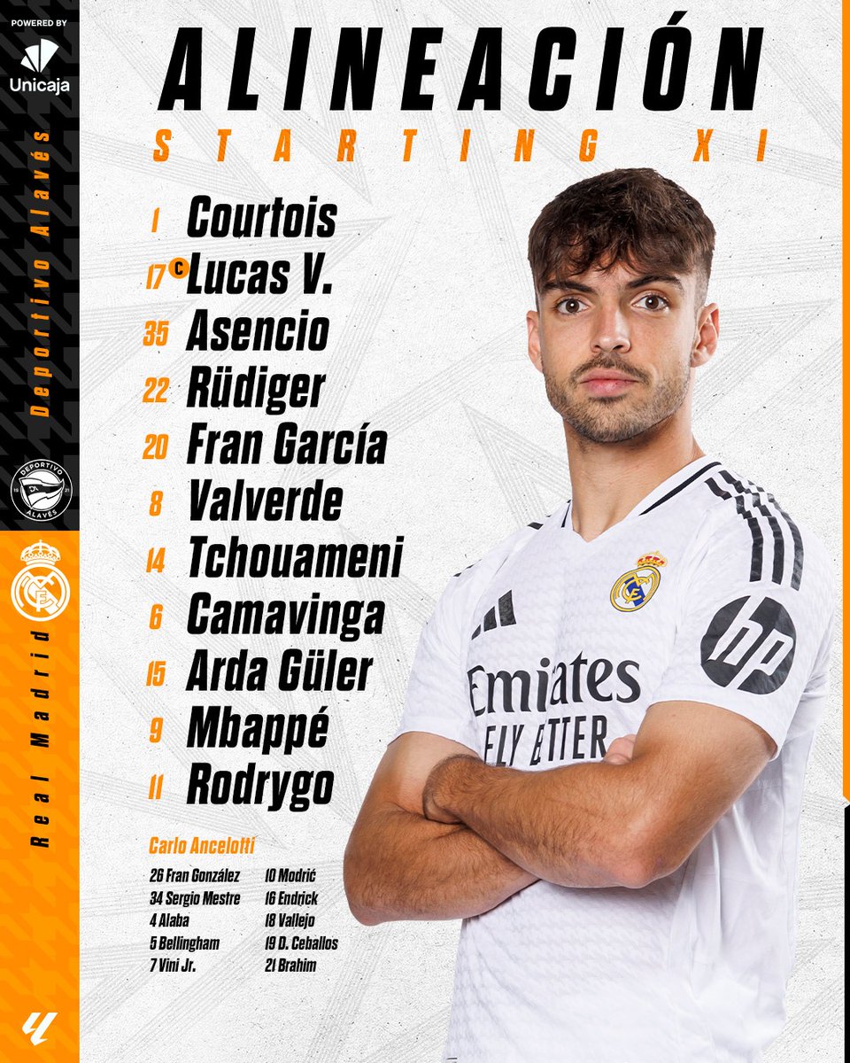📋✅ ¡Nuestro XI inicial!
🆚 <a href="/Alaves/">Deportivo Alavés</a>
👉 <a href="/UnicajaBanco/">Unicaja</a>