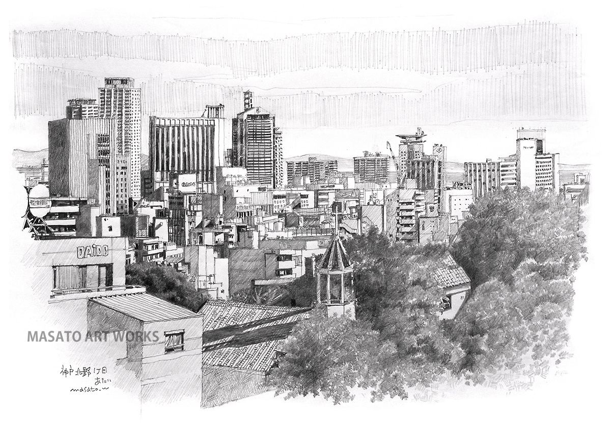 街] 鉛筆風景画 #鉛筆画 #Pencildrawing #風景