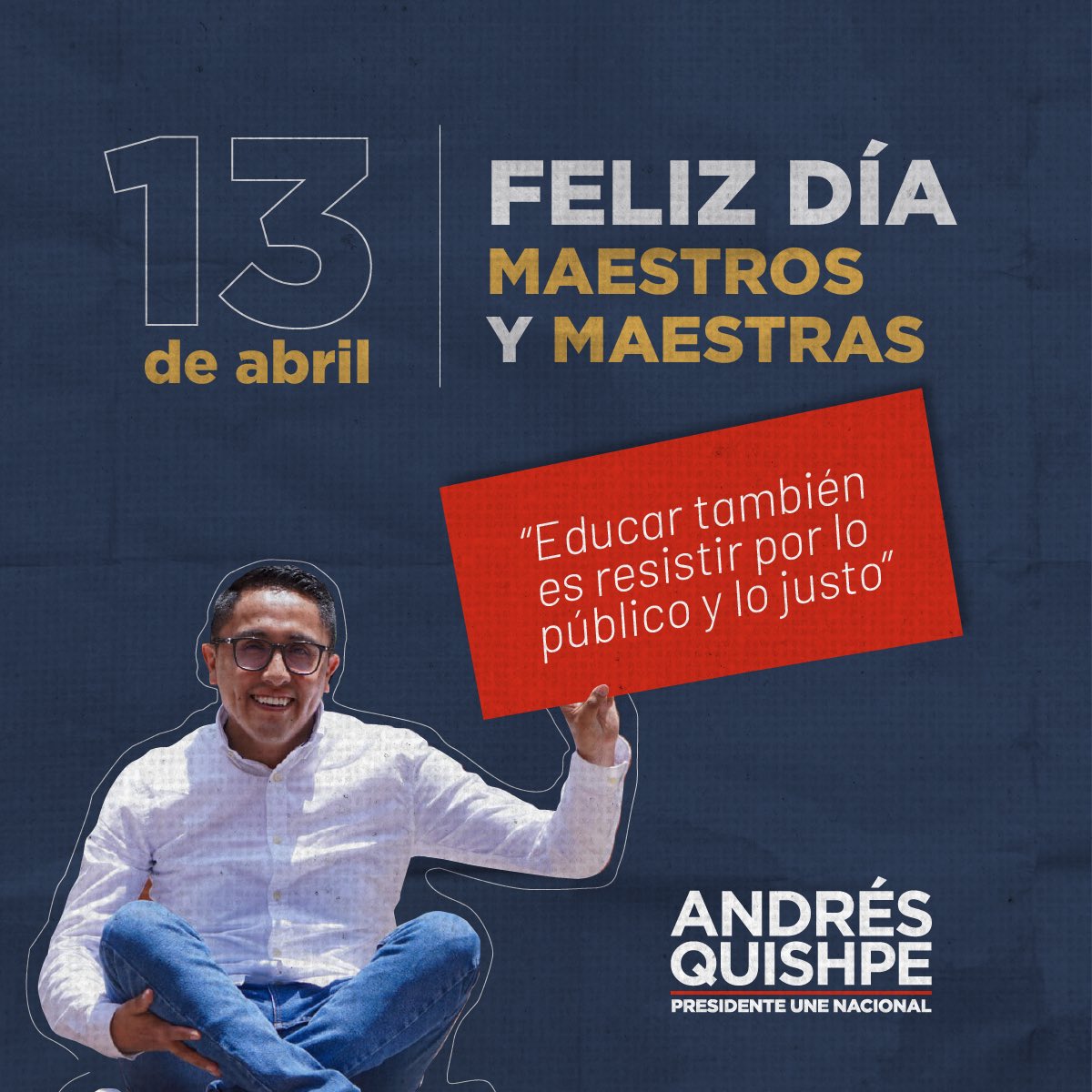 #DíaDelMaestro| ¡Feliz Día del Maestro y la Maestra! 🧑🏻‍🏫👩🏻‍🏫

Hoy abrazo con orgullo a cada compañero y compañera que hace de la enseñanza un acto de amor y de lucha.Ser maestro en Ecuador no es tarea fácil, pero cada día demuestran que la vocación puede más que la adversidad.