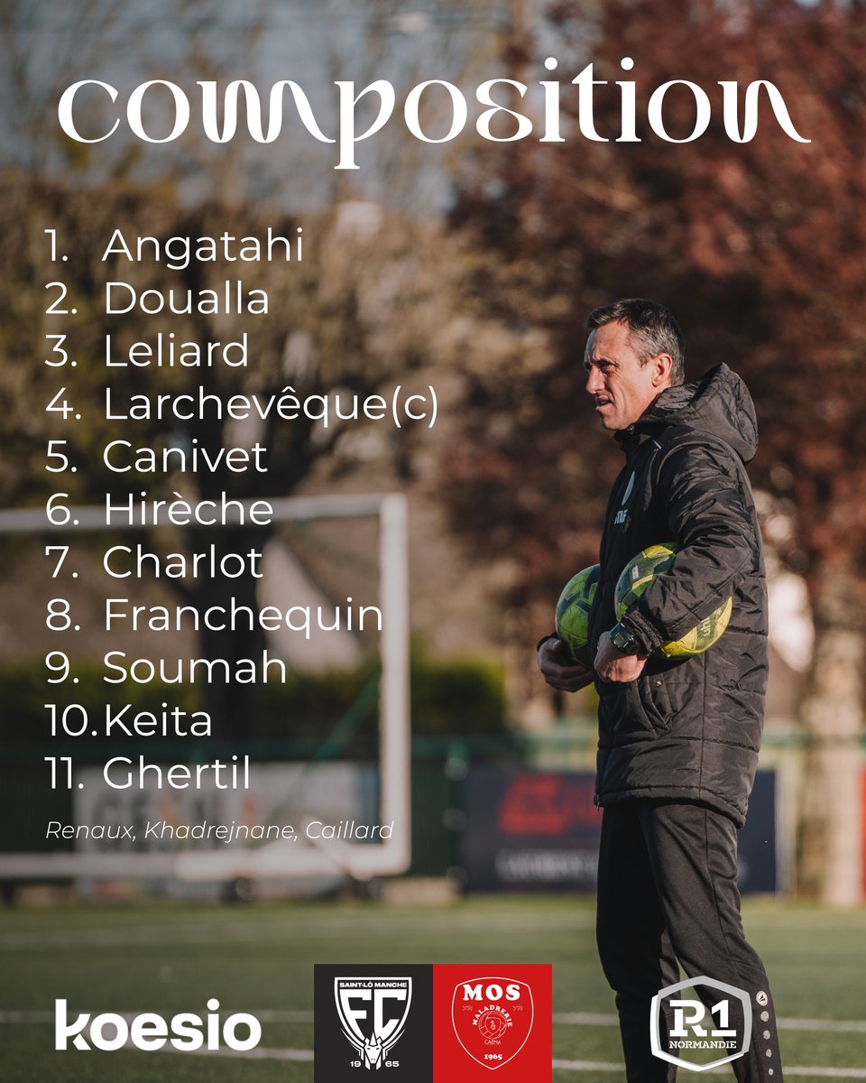 MaladrerieCaen's tweet photo. 𝗖𝗢𝗠𝗣𝗢𝗦𝗜𝗧𝗜𝗢𝗡
Nos 11 + 3 Maladiens pour cet après-midi 💪
6 joueurs formés au club sont titulaires !👶
#FCSLMOS #R1Normandie https://t.co/TInc844GUp