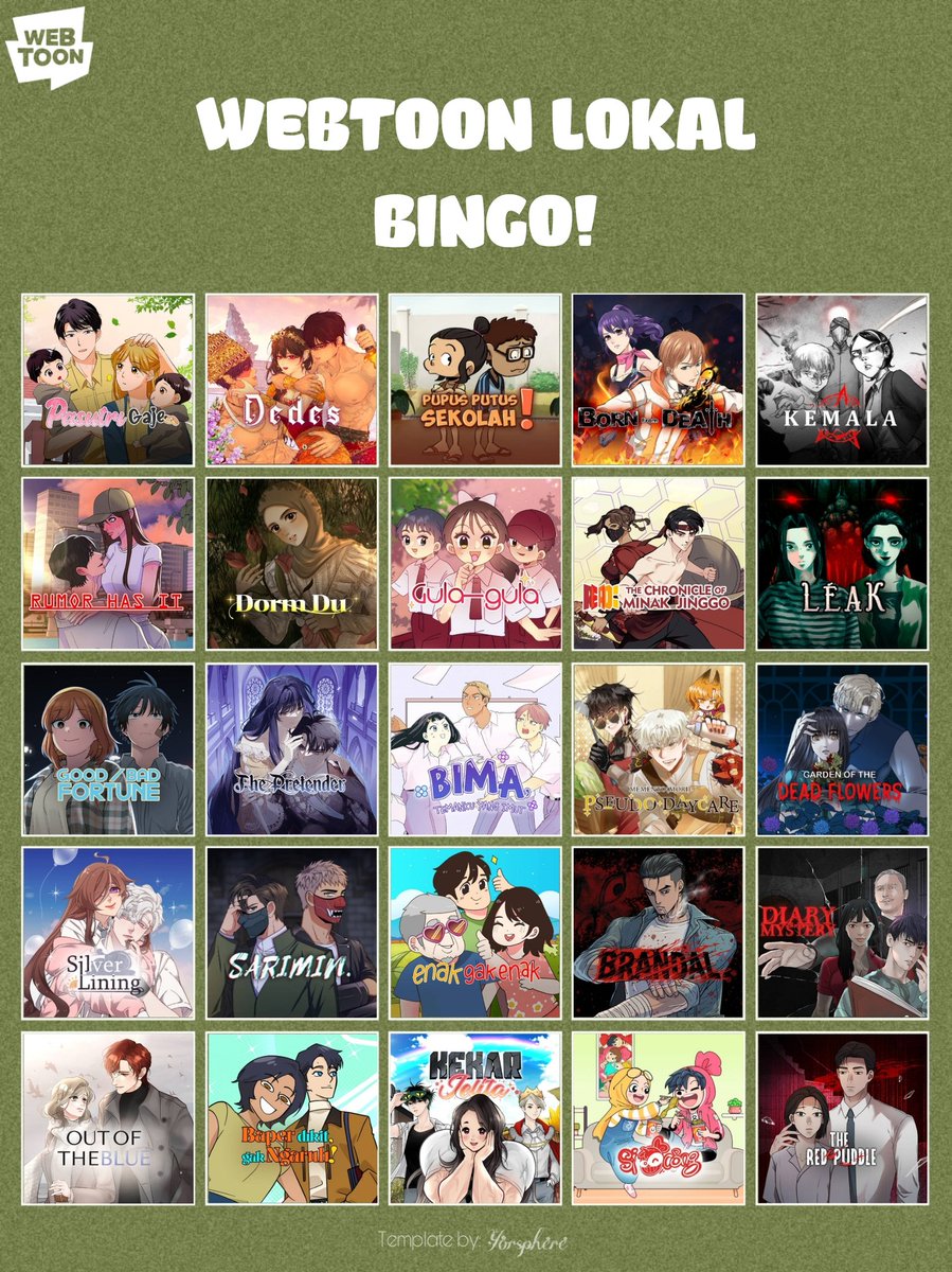 WEBCOMICFESS's tweet photo. Gepengie ayo main webtoon bingo lagi, sekarang versi lokal!

Mana aja nih yang udah kalian baca?

https://t.co/jnpAczqU2I