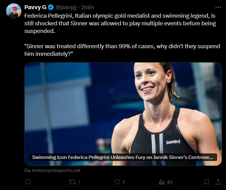 IlCasti80's tweet photo. Congratulation @mafaldina88 , sei diventata l'idolo dei Nolefam e degli account più tossici anti Sinner dei social. E sei anche Italiana. https://t.co/PEe2EzJ5NT