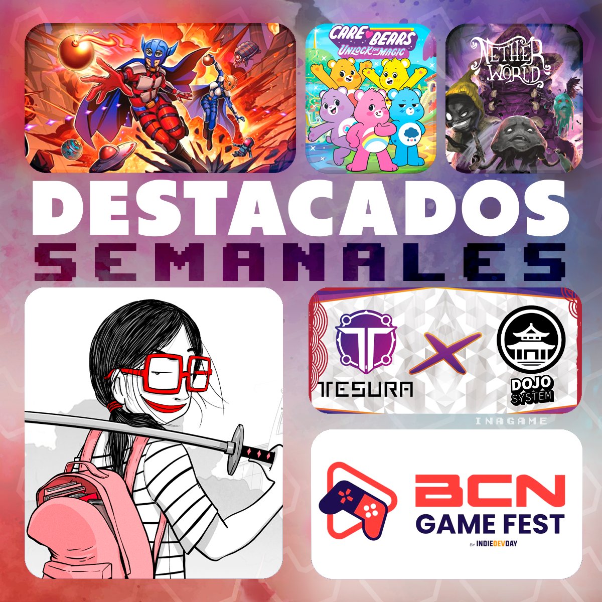 InaGame_es's tweet photo. 🌟 LO + DESTACADO 🌟
🎮 Análisis #SuperJaggerBomb2
🐻 Gameplay #CareBears
💿 #NetherWorld llega en físico a Switch
💋 Crónica #LolaVendetta
🤝 #TesuraGames + #DojoSystem apuestan por lo físico
📢 #BCNGameFest 2025 abre inscripciones para stands
👉 https://t.co/UBwgZCDSrG https://t.co/HlGJm6IVZa
