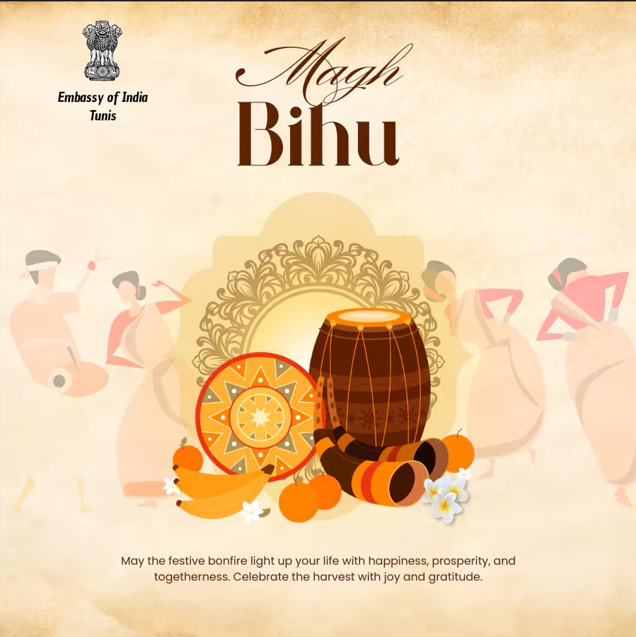 IndiainTunisia's tweet image. On the auspicious occasion of Puthandu &amp;amp; Bihu, @indiaintunisia extends its warm wishes &amp;amp; greetings to everyone celebrating on 13, 14 &amp;amp; 15 April

May this new year usher in new beginnings &amp;amp; happiness into everyone&apos;s lives 🪷🎉

#Bihu 
#Puthandu