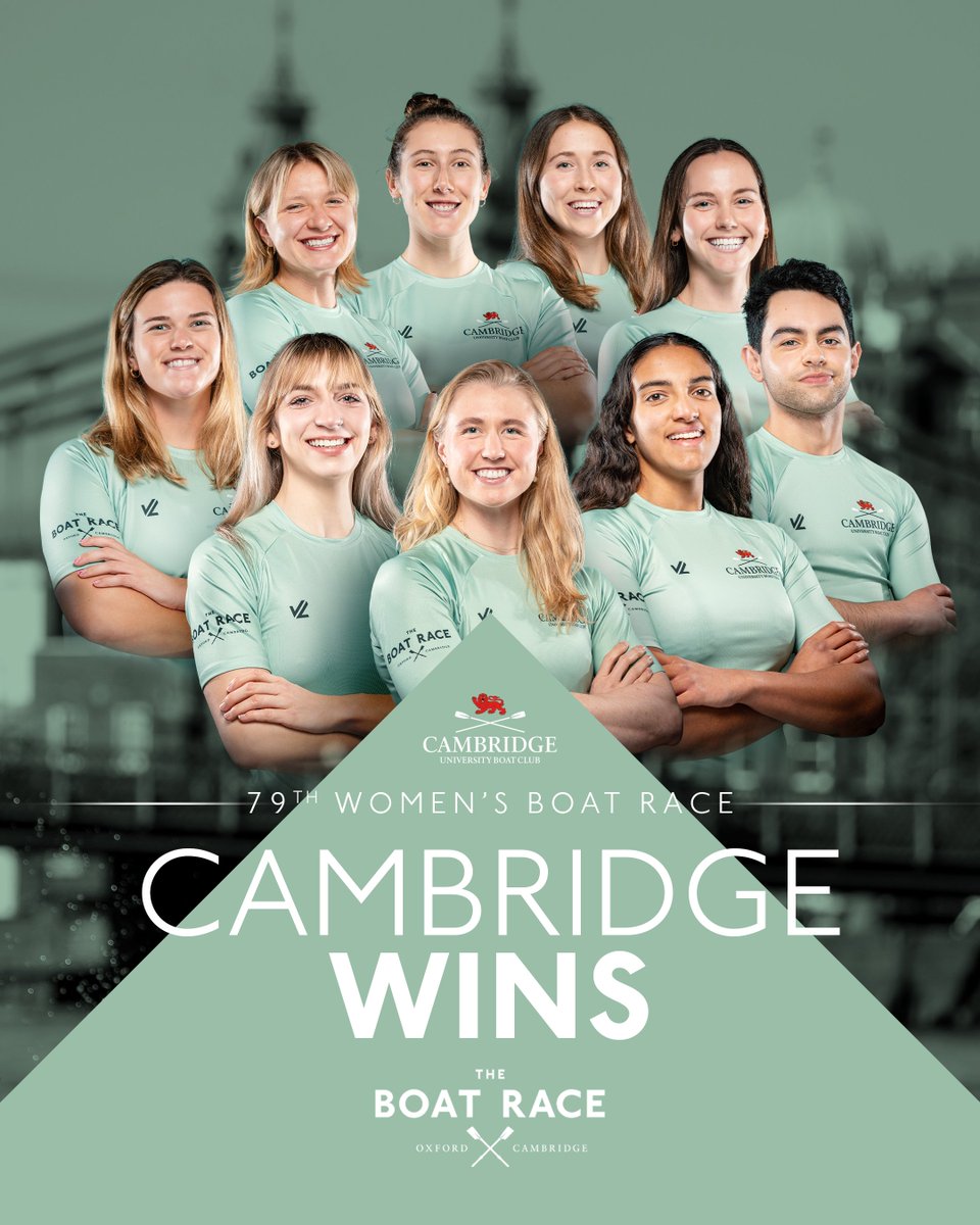 The Boat Race (@theboatrace) on Twitter photo Congratulations to <a href="/Cambridge_Uni/">Cambridge University</a> Women's Crew for winning the 79th Women's Boat Race! 👏 Congratulations to <a href="/Cambridge_Uni/">Cambridge University</a> Women's Crew for winning the 79th Women's Boat Race! 👏