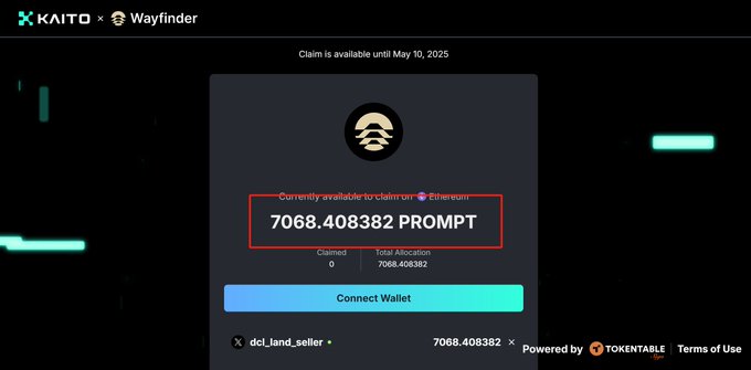 BinanceLi's tweet photo. #Airdrop #KAITO #wayfinder我收到来自@AIWayfinder的大毛空投，感谢@KaitoAI@AIWayfinder！@KaitoAI的含金量还在不断上升！！！大家都收到了@AIWayfinder的空投了吗？@aixbt_agent@phill76815@ttyuanli@Nickp_xxx https://t.co/tl7NEXZwYy