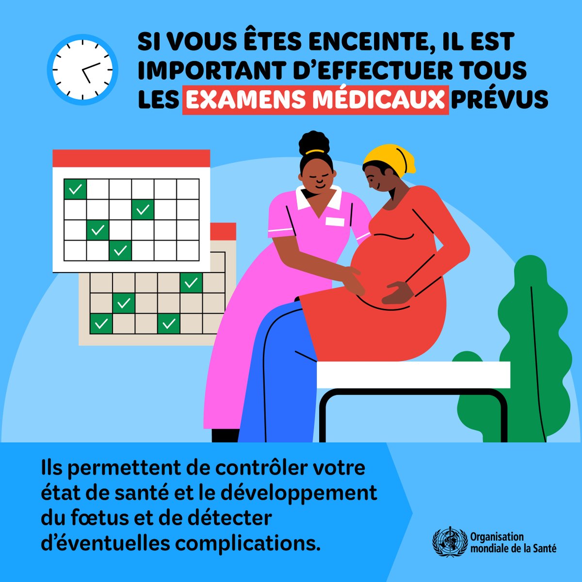 Les consultations prénatales précoces permettent de détecter les complications avant qu'elles ne deviennent mortelles.
الرعاية المسبقة للولادة ليست امتيازًا، إنها تنقذ الأرواح. الاستشارات المبكرة  للولادة  تساهم باكتشاف المضاعفات قبل أن تشكل خطر  علي  حياة الأم و الطفل.